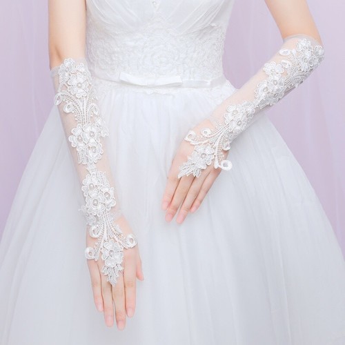 Floral lace long gloves - long,