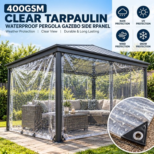 400gsm clear tarpaulin - clear,