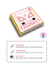 PERSONALISED Pink Campervan Mini Neapolitan Square FAVOUR CHOCOLATES Birthday