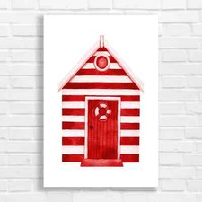 Cozy Striped Beach Hut Red