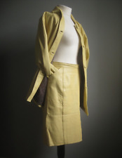 VINTAGE YELLOW LEATHER SUIT JACKET COAT SKIRT 14 12 MODAS SPAIN MINORCA quality