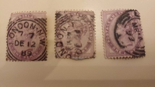 Victorian lilac stamps - 1d,