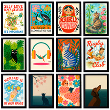 Nature Poster A3 A4 A5 Beautiful Wall Art Print with Flowers and Animals