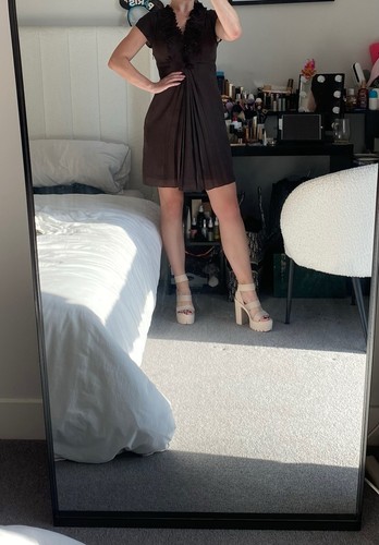 Ted baker brown satin - brown, ruffle