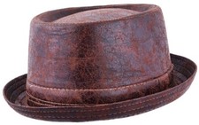 Leather Look Hat Trilby Pork