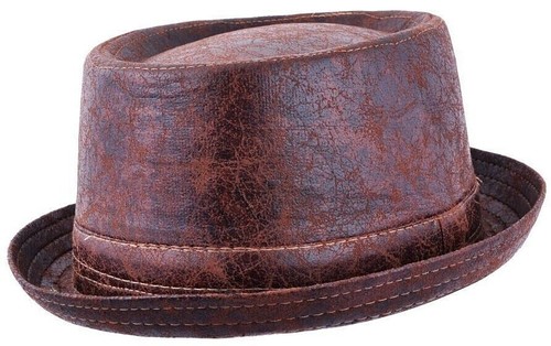 Leather look hat trilby - hat, pork