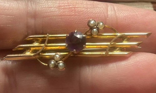 Antique 9ct gold - gold, brooch