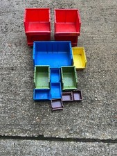 Plastic parts storage bins-used various sizes- total 14