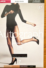 1 Pair M&S 7 Den Ladder Resist Sheer to Waist Nearly Black Tights Large FREE P&P