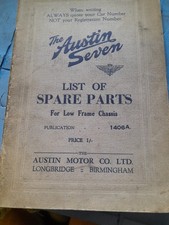 AUSTIN SEVEN LIST OF SPARE
