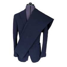 Suitsupply Havana Patch HL Seersucker Dark Blue Slim Fit Suit 38R W30 L29.5