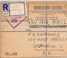 GB WW2 Cover Registered APO CENSOR *25* Sheffield Yorks 1940s {samwells}ZV18
