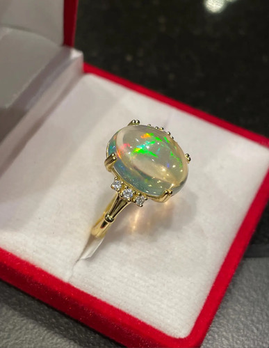 Natural white opal ring - natural,
