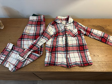 GIRLS TARTAN CHRISTMAS PYJAMAS - AGE 5-6 YEARS - VERY GOOD CONDITION