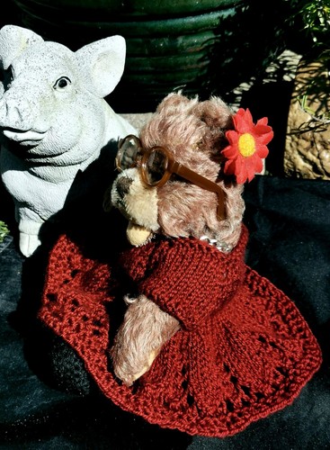 Hand knitted teddy bear