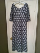 Gina Bacconi Black Silver Long Maxi Evening Dress Size 16 Cruise Occasion Zip