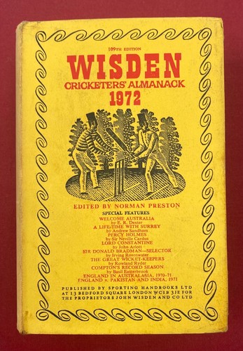 1972 wisden hardback - 1972,