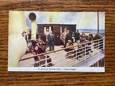 An ‘Eagle Steamers’ postcard - paddle steamer ‘Royal Eagle’ - Sun Deck - 1930s.
