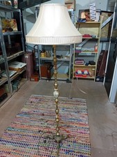 5' Antique Style Brass and Marble Standard Lamp with Shade - fully working