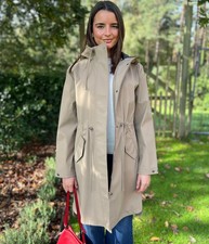 Showerproof Rain Coat Women's Full Zip Snap Button Hooded Long Jacket Outdoor