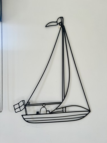Large metal wall art boat - large, /