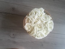 Forever Flowers Artificial Fake White Roses In A Box  Crystals  Elegant Gift