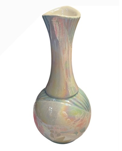 Vtg iridescent ceramic vase - vtg,
