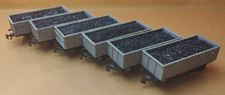 Rake of 6 Plank and Ore Wagons with Coal Loads. OO Gauge