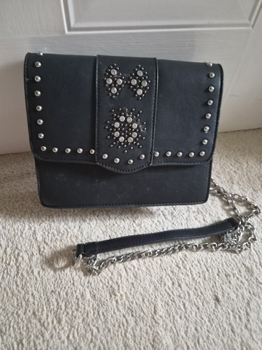 Black faux leather studded - black,