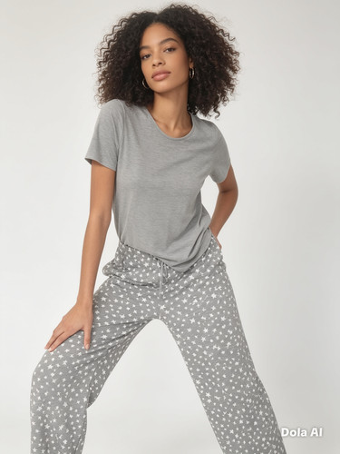 Womens pyjama set grey star - womens,