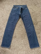 Levis 501 Jeans 30 W x 34 L Straight Dark Blue Denim Red Tab Denim