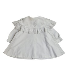 Vintage White Edwardian Dress Embroidery Blouse Girl's 12 months Antique