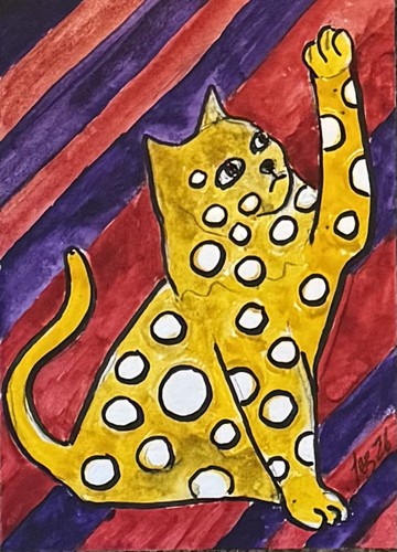 Aceo original watercolour cat - watercolour,