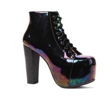 Jeffrey Campbell Oil Slick Patent Leather Lita Boots UK 5 Super Rare Gothic Alt 