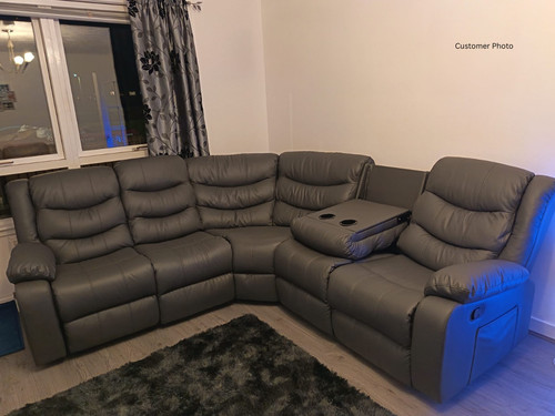 Grey leather recliner - leather, corner