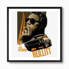 Steve McQueen - Bullitt (2) Art Pri Framed Wall Art Poster Canvas Print Picture
