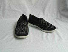 Active Walkers Slip On Shoes Loafers Size 6 / 39 Black with Diamante detail