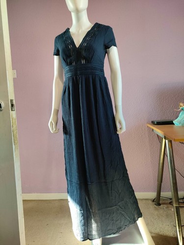 Dress blue neck - lined, maxi