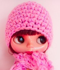 cute pink hat and scarf for blythe or tangkou doll's, handmade hat and scarf