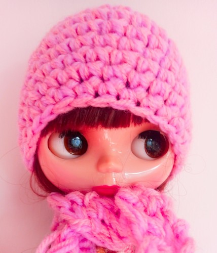 Cute pink hat - pink, scarf