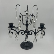 Vintage French Candelabra with Crystal Droplets Circa 1920s France