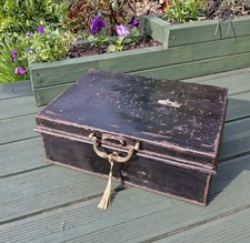 Large Victorian Metal Deed Box