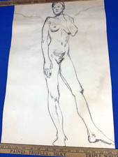 Vintage Charcoal Female Nude