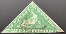 Cape of Good Hope stamp 1859, SG8b 1s deep dark green, Used, Cat £550