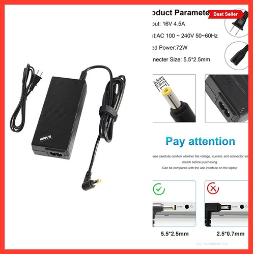 Laptop charger 16v - 16v, 72w