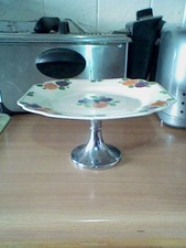 Cake Stand Art Deco Single Tier hand painted.