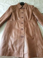 Ladies Woodland Leather Coat Tan Size 14/16 used