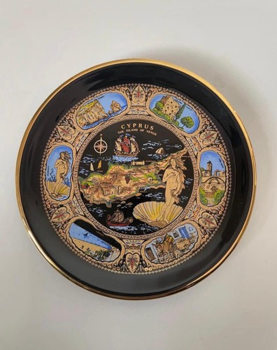 Greek gilded vintage plate - gilded,