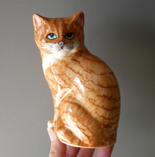 Vintage Babbacombe Pottery Ginger Tabby Cat Figurine Made England Lownds Pateman