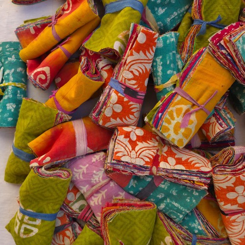 Vintage cotton sari remnants - cotton,
